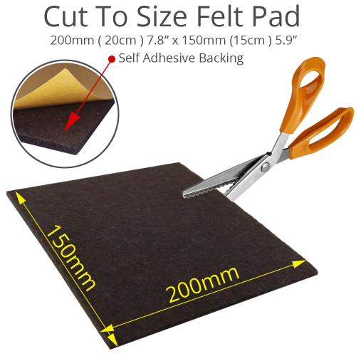 150mm X 200mm Large Rectangular Self Adhesive ''Cut To Size'' Felt Pads
